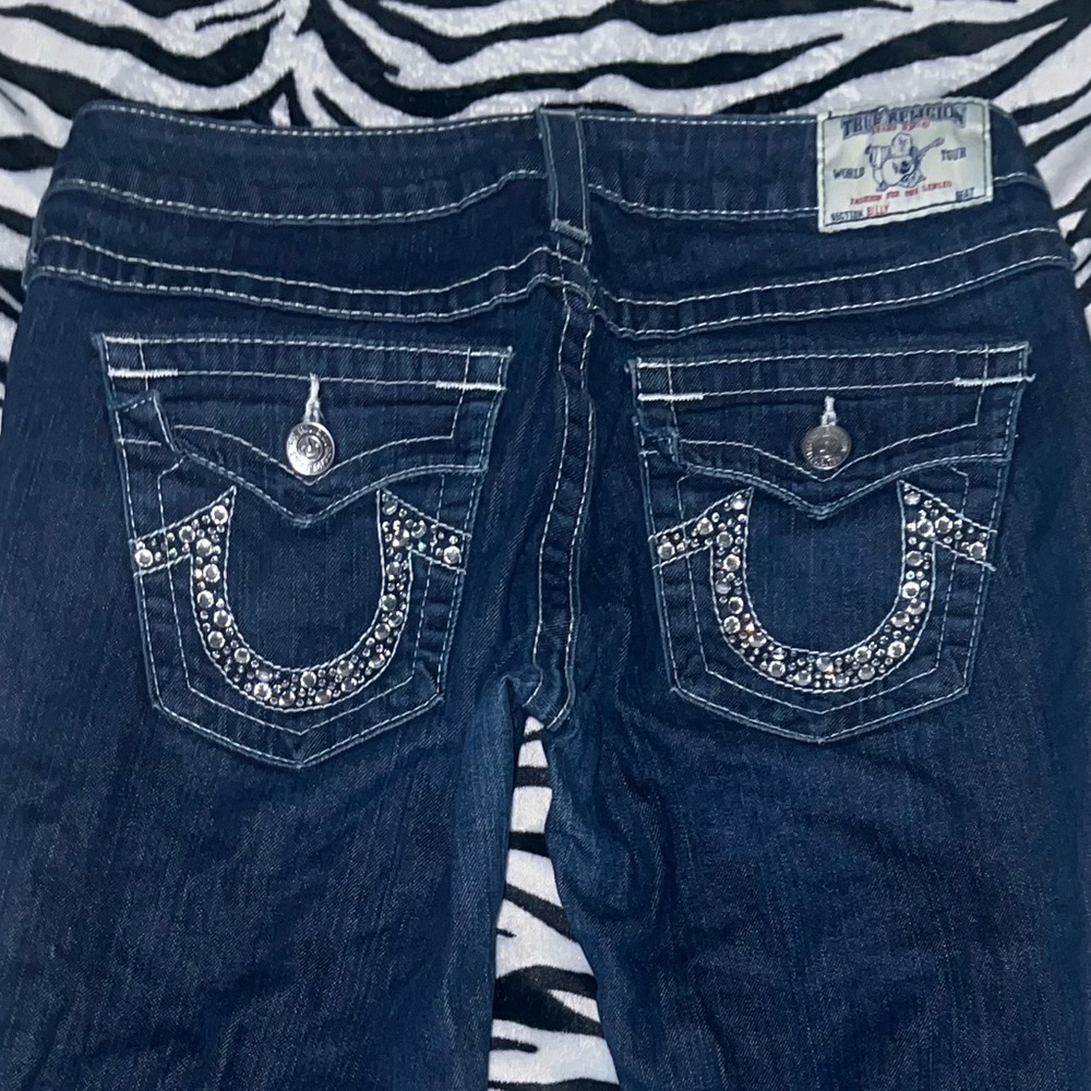 Dark Blue True Religion Rhinestone Jeans